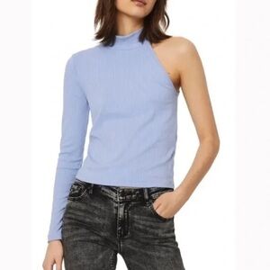 Vero Moda Sadie LongSleeve Asymmetrical One Shoulder Ribbed Top in Hydrangea, XS
